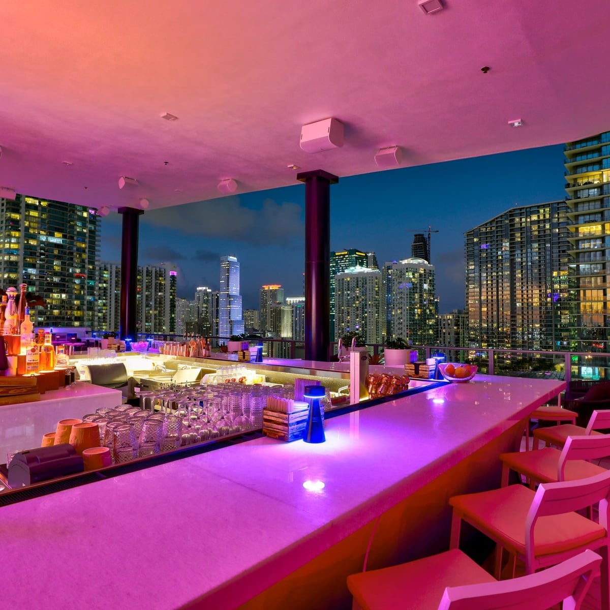 Brickell towers at night